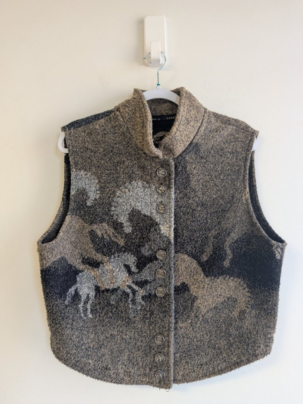 County Clothing Co. Cheyenne Collection Horse Fleece Button Vest